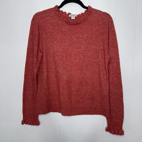 Sundance Sweaters - Sundance Women’s Aileen Ruffle Sweater Coral Red Size PM